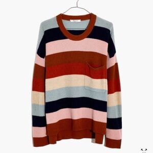 Madewell Thompson pocket pullover sweater and rainbow stripe